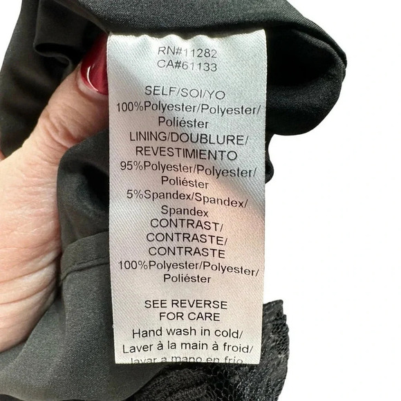 Adelyn Rae M black & white polka dot maxi dress with lace Whimsigoth - Picture 6 of 8